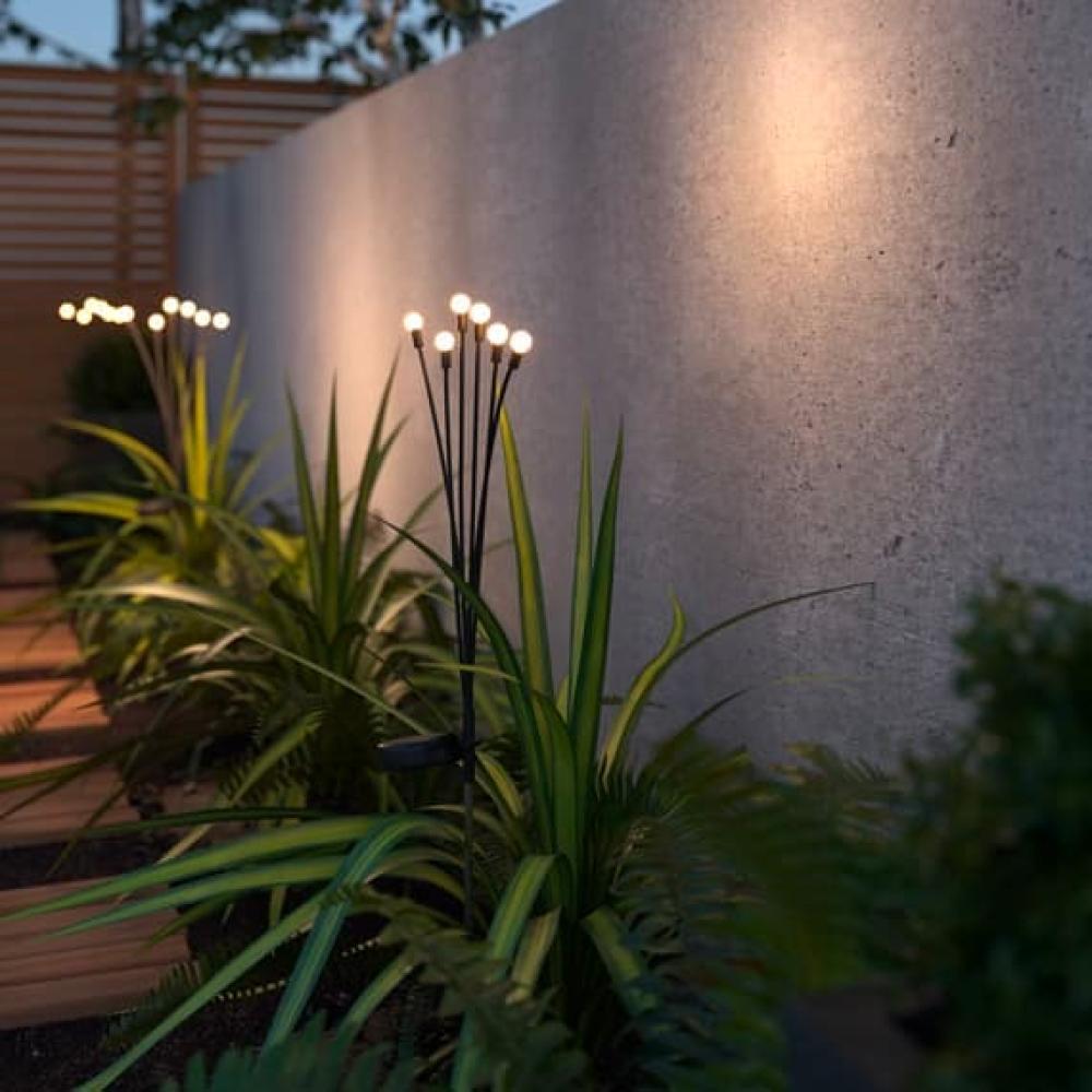 Set 4 x Lampa Solara Licurici pentru Gradina, 6 LED-uri, 70 cm, Lumina Alb Cald