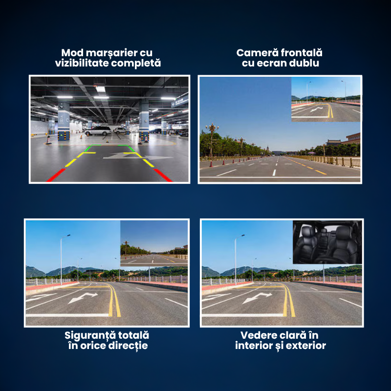 Cameră Auto 3-în-1 Full HD cu Înregistrare Interior-Exterior și Vedere de Noapte