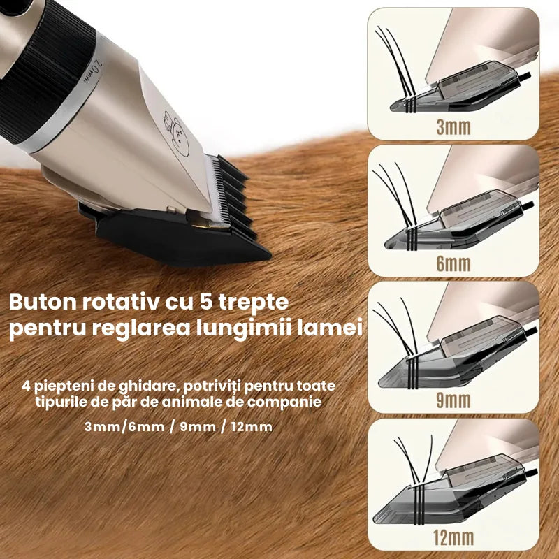 Kit Profesional de Tuns Caini si Pisici – Silențios + 10 Accesorii