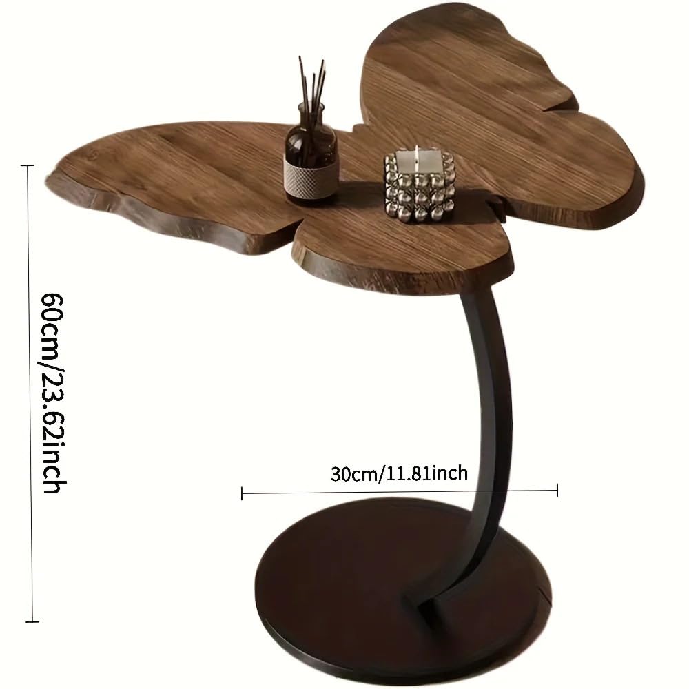 Măsuță de cafea tip Fluture, Blat de Lemn și Cadru Metalic – 58 × 43 cm