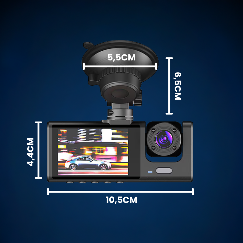Cameră Auto 3-în-1 Full HD cu Înregistrare Interior-Exterior și Vedere de Noapte