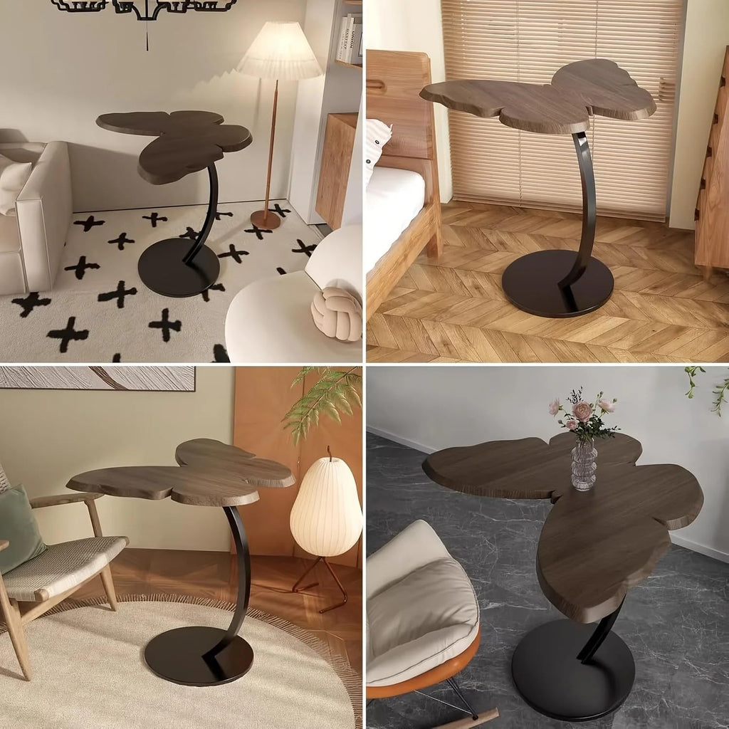 Măsuță de cafea tip Fluture, Blat de Lemn și Cadru Metalic – 58 × 43 cm