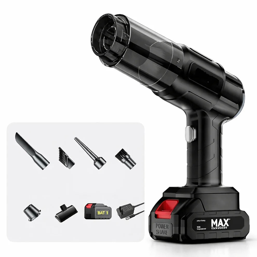 Aspirator Auto OKBOONS™ 6 in 1 Fara Fir, pentru Casa, Masina, Calculator, Birou, Putere 150W, Eficienta Mare, Functii de Aspirare, Suflare, Vidare, Filtru HEPA, Perie Detailing