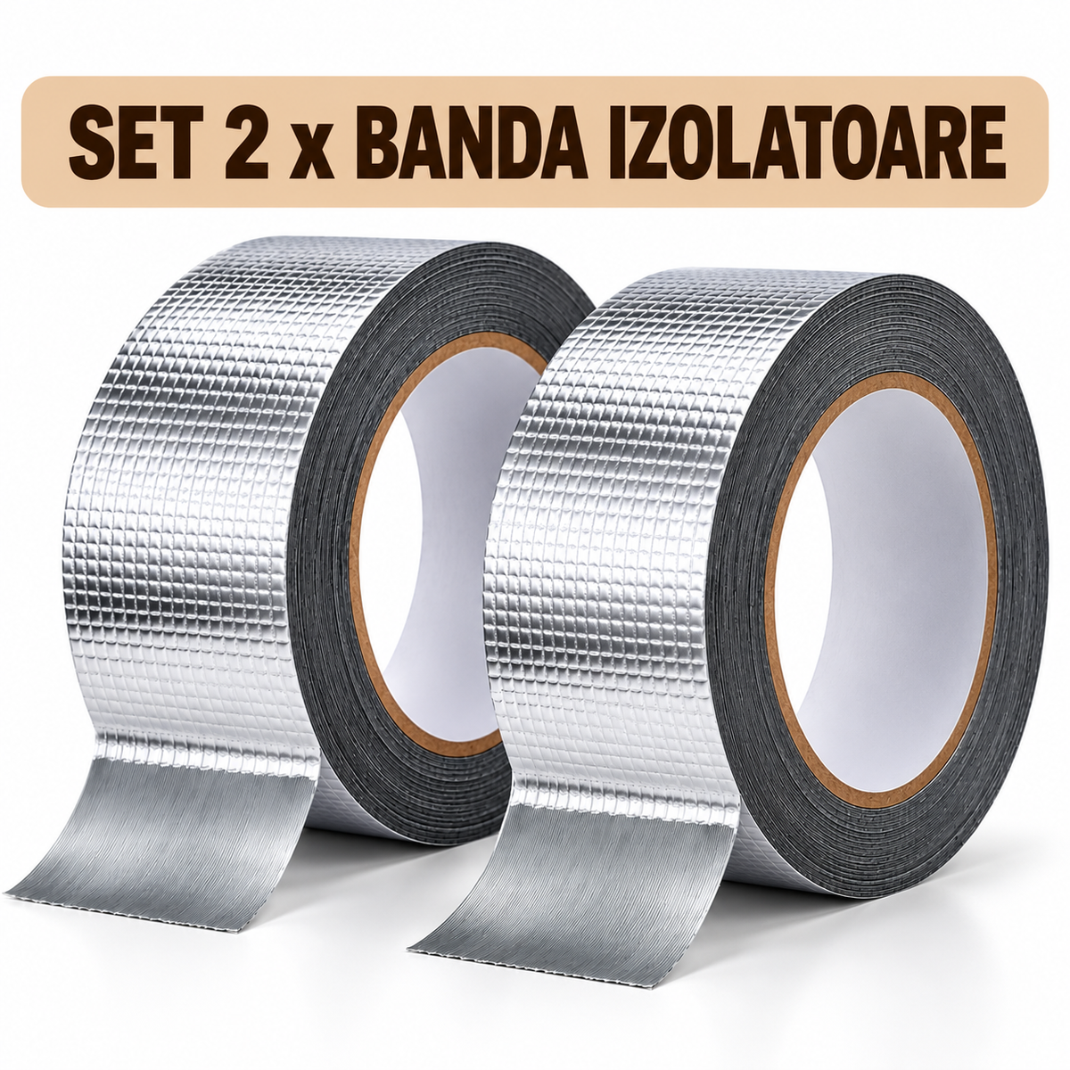 2 x Banda Izolatoare Din Aluminiu cu Aderență Puternică Pentru Pentru Reparații, Fisuri Și Scurgeri, 5 Metri