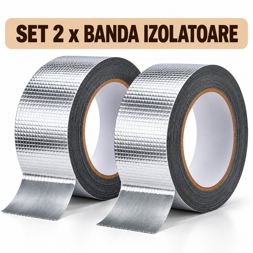 2 x Banda Izolatoare Din Aluminiu cu Aderență Puternică Pentru Pentru Reparații, Fisuri Și Scurgeri, 5 Metri