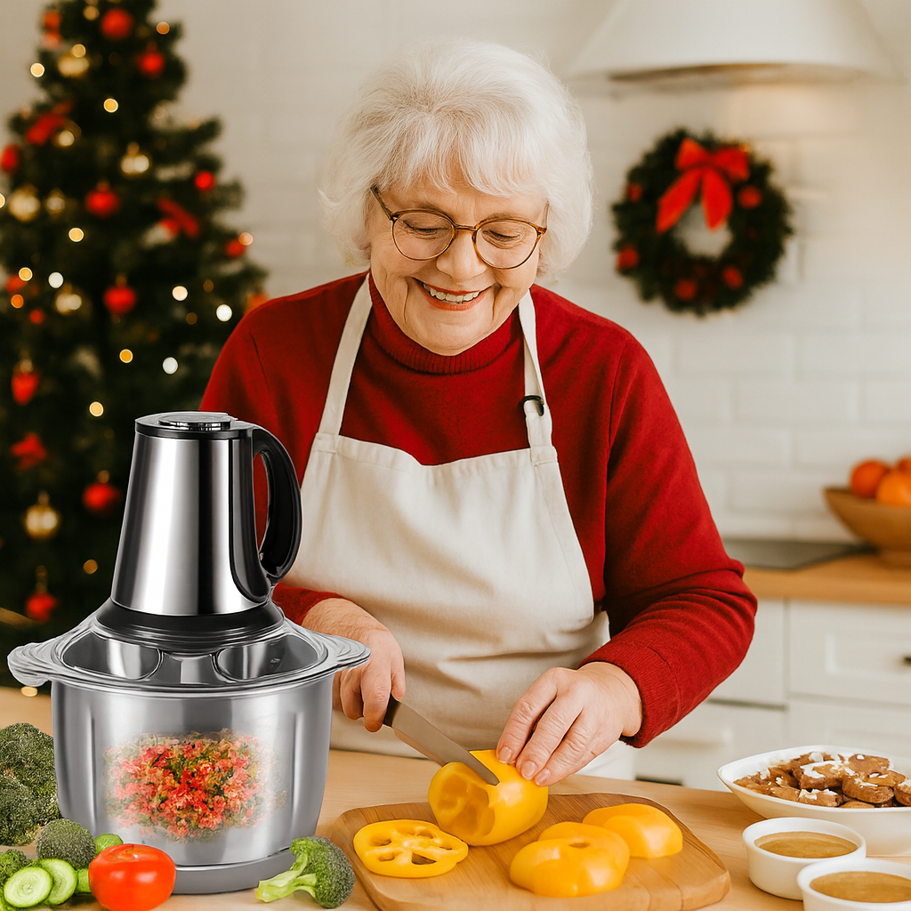 Tocator electric carne si legume, 5 lame inox, 3 viteze, capacitate 5L, bol inox, 1000W