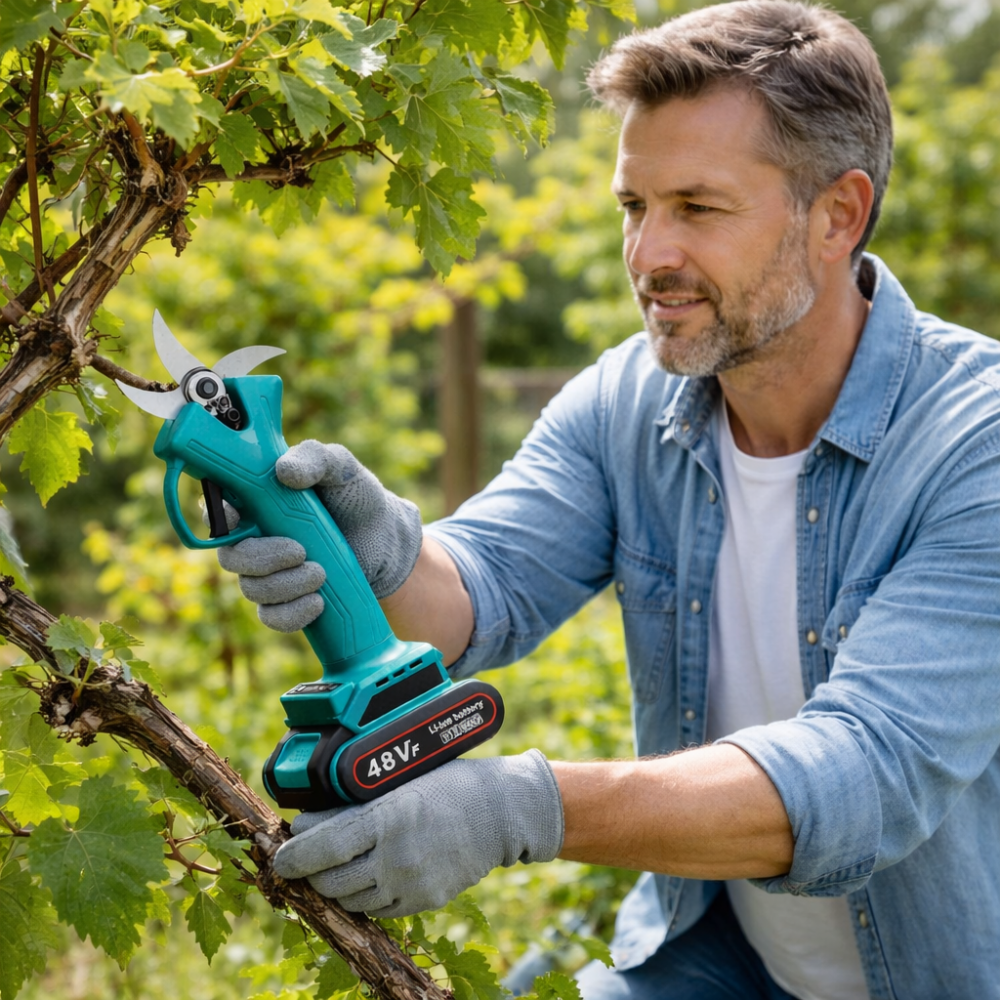 Foarfeca Electrica de Gradina OKBOONS™, 48V, 2 Acumulatori, Unghi Reglabil de Taiere