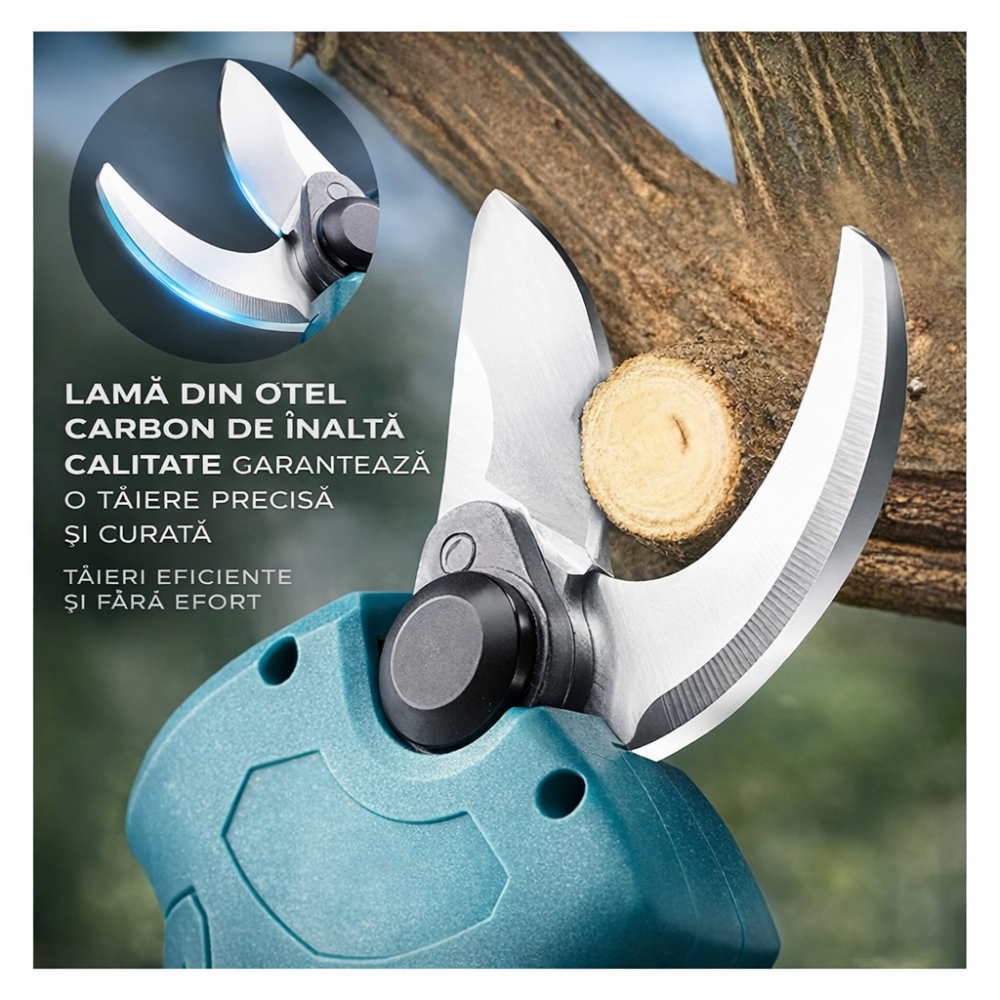 Foarfeca Electrica de Gradina OKBOONS™, 48V, 2 Acumulatori, Unghi Reglabil de Taiere