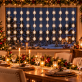 Instalație de Crăciun Tip Perdea Luminoasă cu 60 de Fulgi de Nea LED, 3m x 1m, 10 Fire cu Câte 6 Fulgi, Interconectabilă