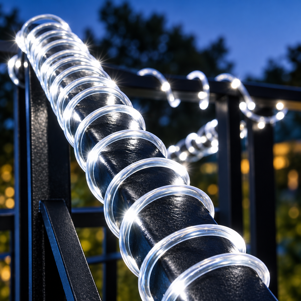 Furtun luminos LED cu incarcare solara, 10 Metri, Alb Rece