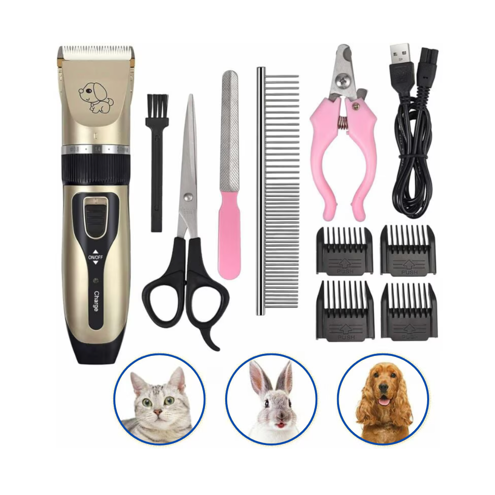 Kit Profesional de Tuns Caini si Pisici – Silențios + 10 Accesorii