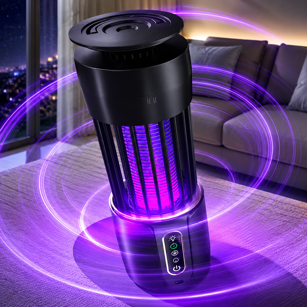 Lampa UV Anti Insecte 2 in 1 cu Acumulator Reîncărcabil, Anti Țânțari și Muște, Funcție Lampă de Veghe, USB Type-C, Portabilă