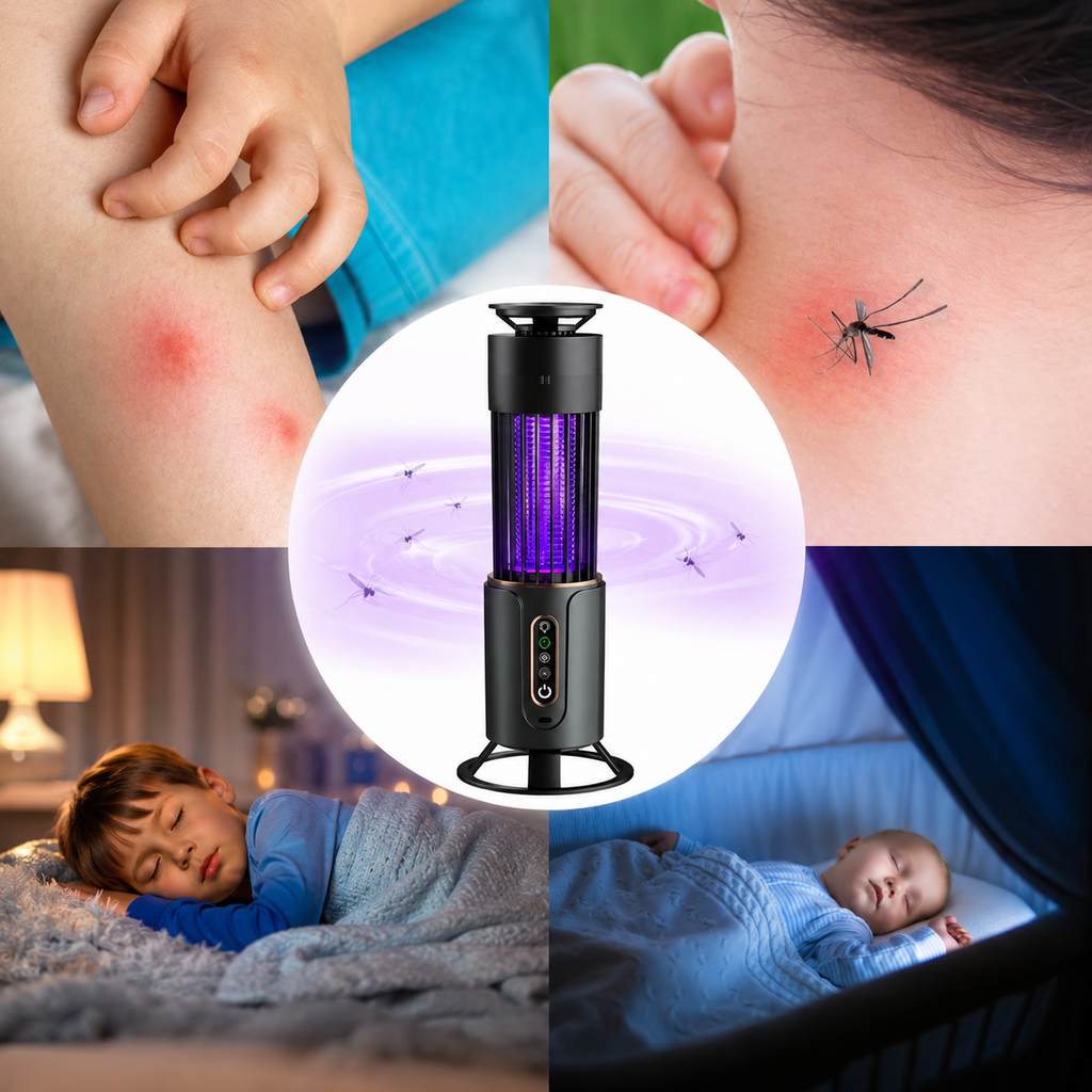 Lampa UV Anti Insecte 2 in 1 cu Acumulator Reîncărcabil, Anti Țânțari și Muște, Funcție Lampă de Veghe, USB Type-C, Portabilă