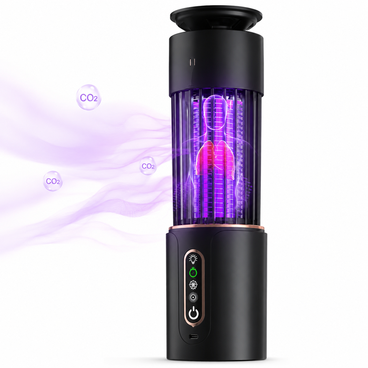 Lampa UV Anti Insecte 2 in 1 cu Acumulator Reîncărcabil, Anti Țânțari și Muște, Funcție Lampă de Veghe, USB Type-C, Portabilă