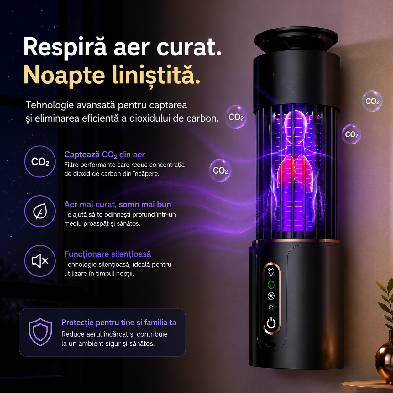 Lampa UV Anti Insecte 2 in 1 cu Acumulator Reîncărcabil, Anti Țânțari și Muște, Funcție Lampă de Veghe, USB Type-C, Portabilă