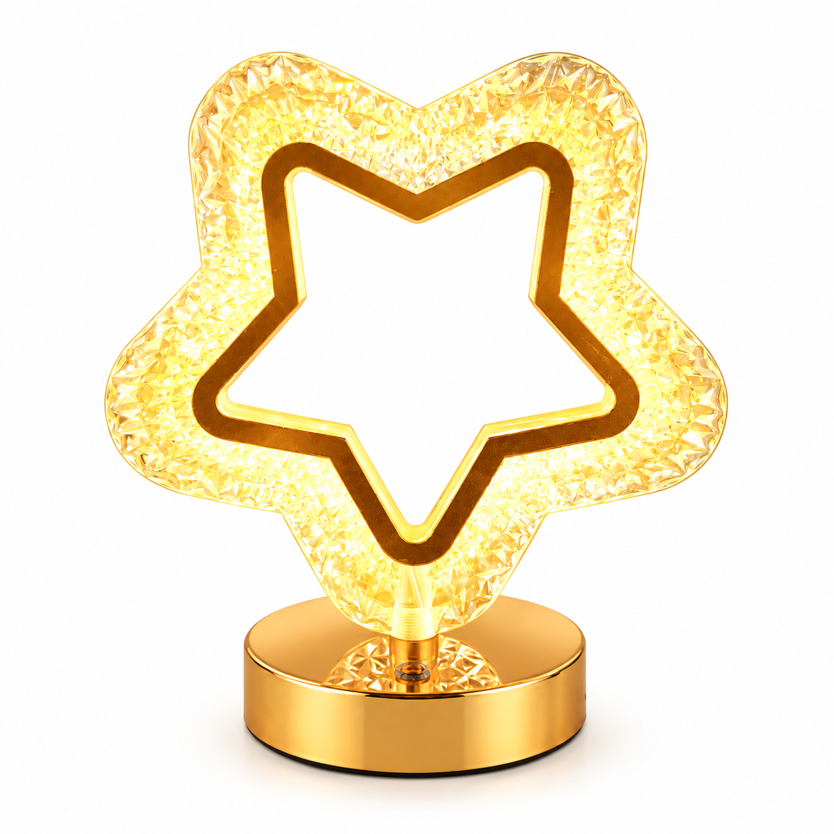 Lampă Decorativă LED în Formă de Stea, Efect Cristal 3D, Lumină RGBW, 3 Intensități, Control Tactil, Acumulator Reîncărc