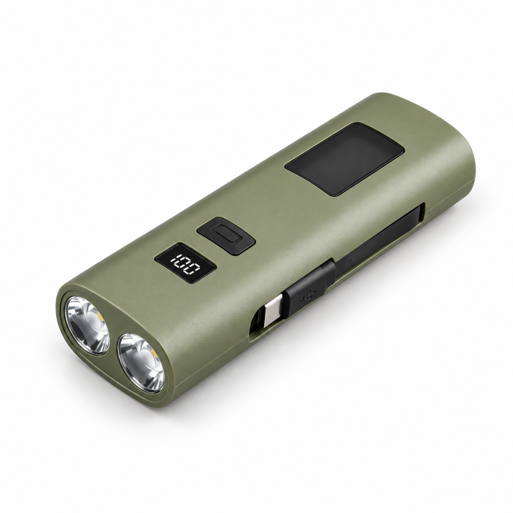 Lanternă Reîncărcabilă Power Light PBL-3000, 600 lm, Powerbank 3000 mAh, USB Type-C, Afișaj Baterie, Suport Bicicletă