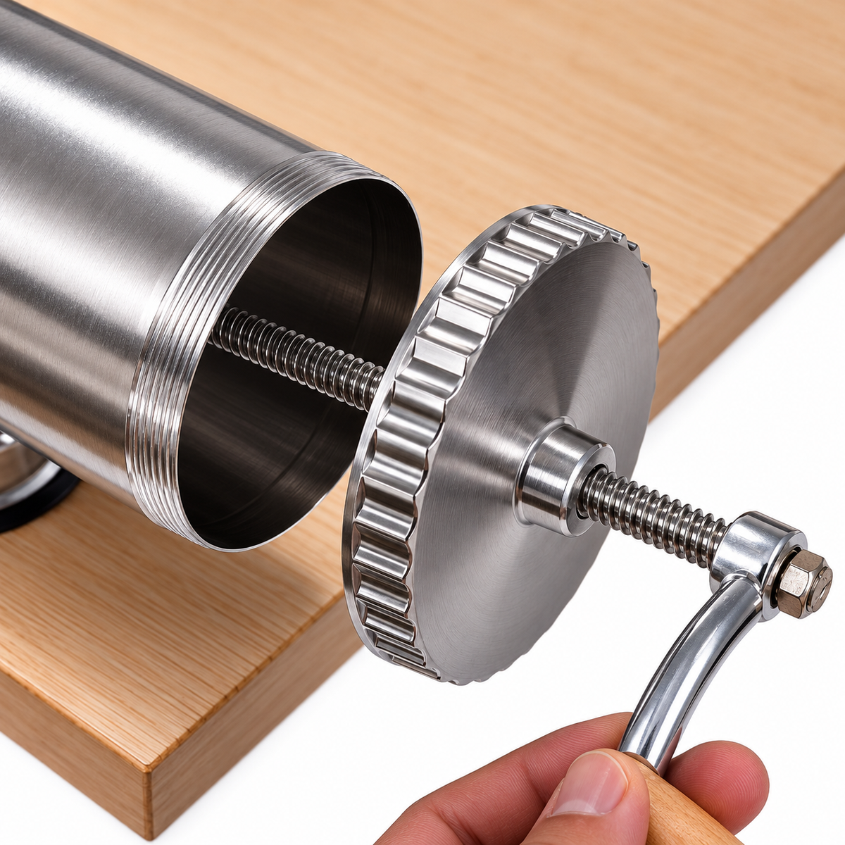 Aparat Profesional de Făcut Cârnați,  Capacitate 2.5 KG, Inox, Prindere cu Ventuză, 3 Pâlnii Incluse