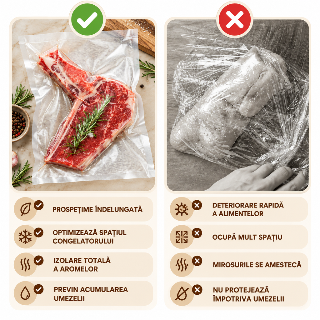 Set 100 Pungi Gofrate pentru Vidarea Alimentelor (20x30cm)