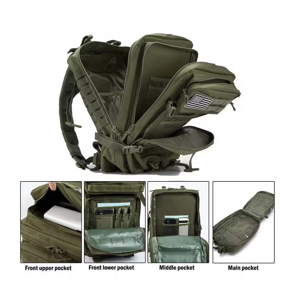 Rucsac Militar Tactic, 45L, 53x35x25CM, Impermeabil, Verde