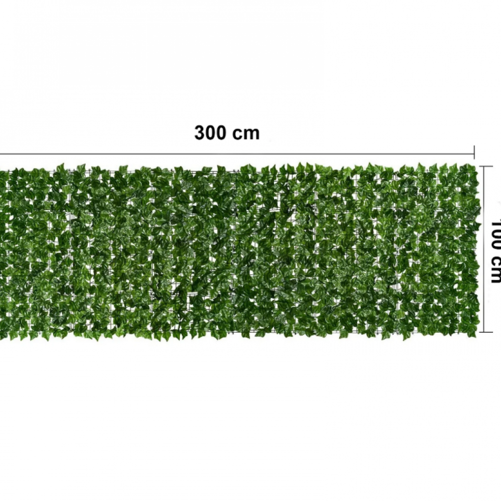Gard artificial verde cu frunze, 300x100cm