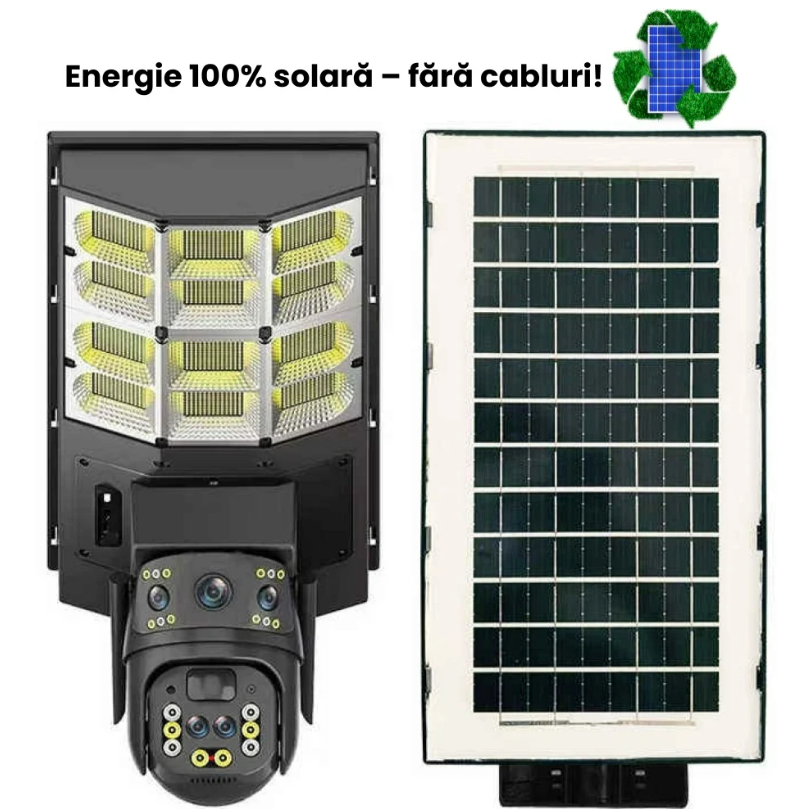 Lampa Solara cu Camera de Supraveghere SIM 4G, Aplicatie Mobila V380, 1920x2160, Microfon + Difuzor încorporat