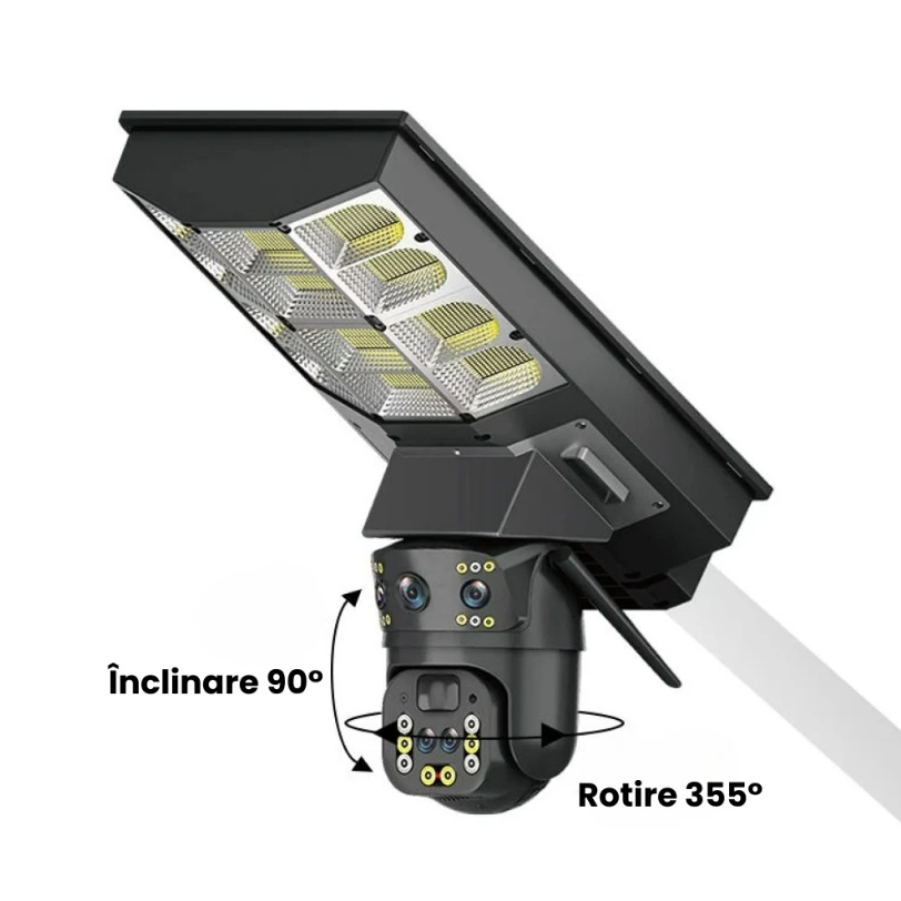 Lampa Solara cu Camera de Supraveghere SIM 4G, Aplicatie Mobila V380, 1920x2160, Microfon + Difuzor încorporat