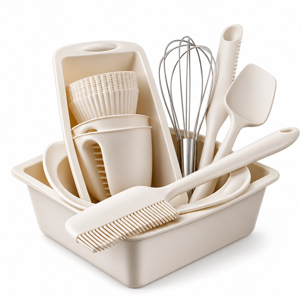 Set Premium pentru Copt 22 Piese, Forme și Ustensile din Silicon Alimentar, Antiaderente, pentru Prăjituri, Checuri, Bri
