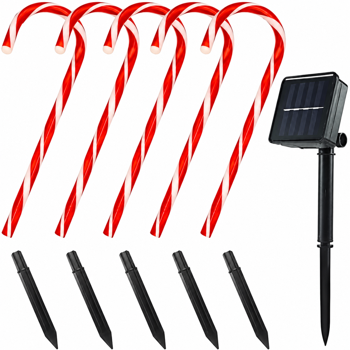 Set 5 Acadele decorative luminoase cu incarcare solara, 40 cm, Alb Cald