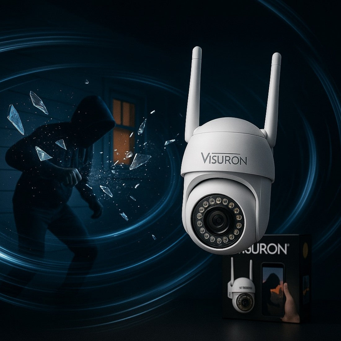 Pachet 2 x Camera de supraveghere VISURON™ WIFI, vedere nocturna, rotire, comunicare bidirectionala