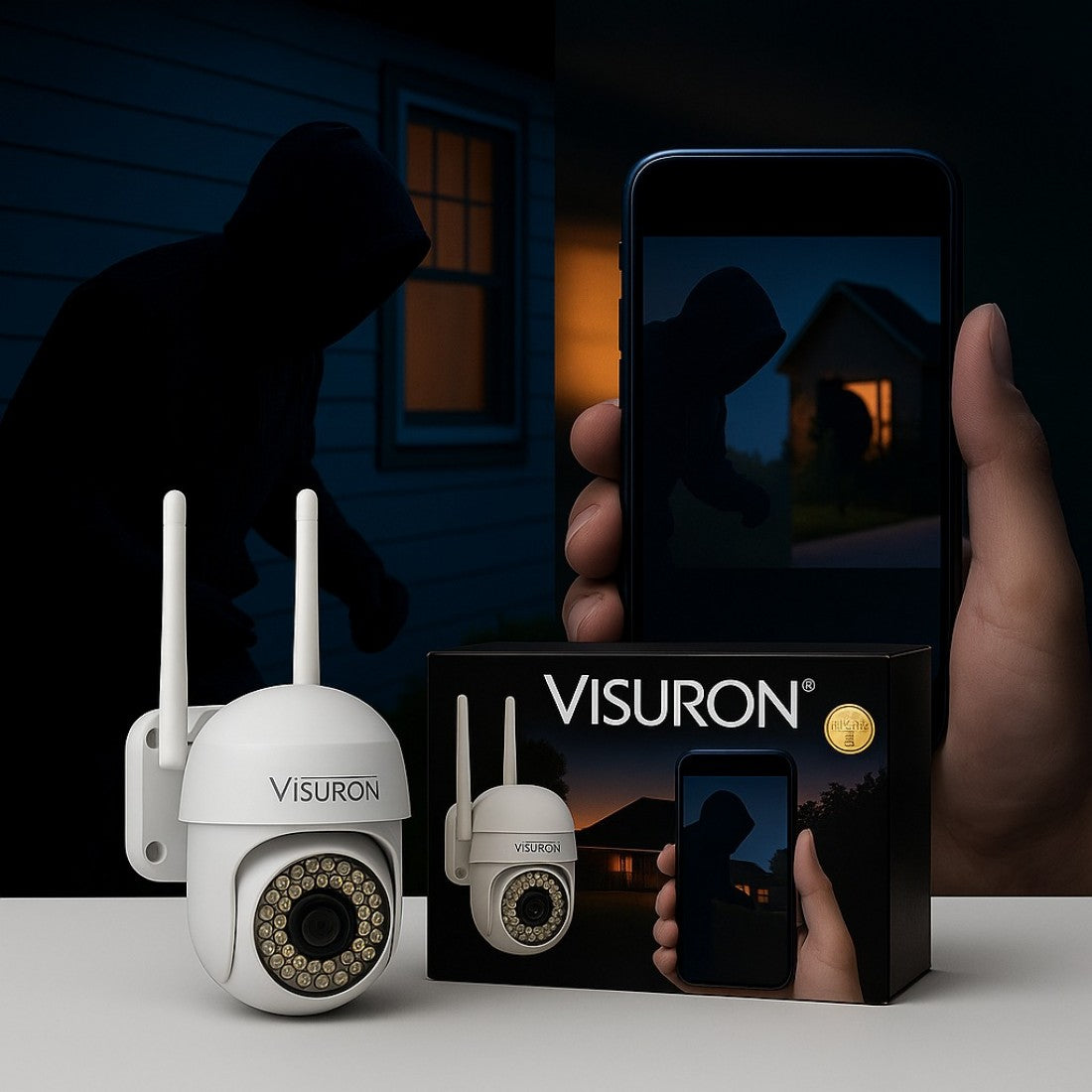 Pachet 2 x Camera de supraveghere VISURON™ WIFI, vedere nocturna, rotire, comunicare bidirectionala