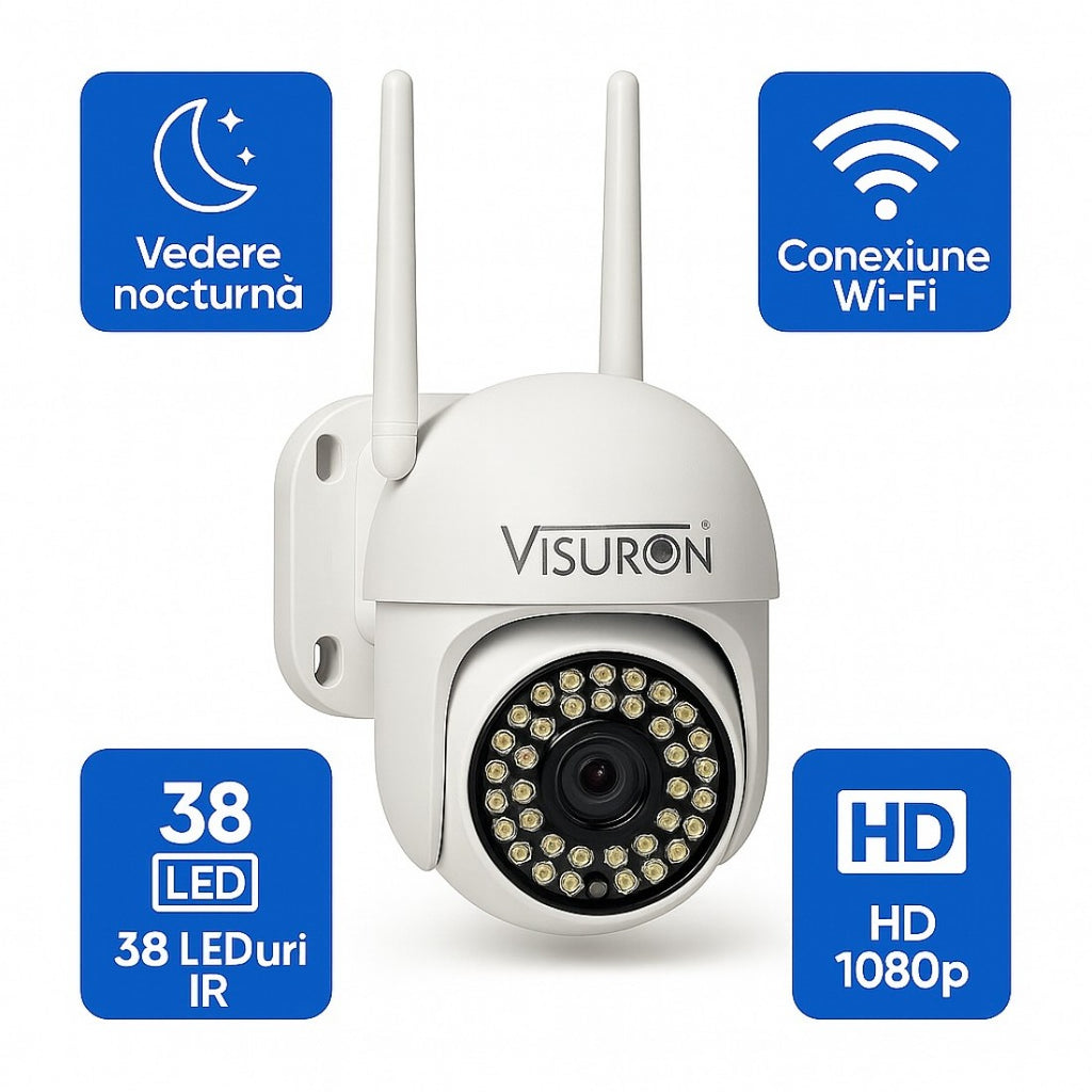 Pachet 2 x Camera de supraveghere VISURON™ WIFI, vedere nocturna, rotire, comunicare bidirectionala
