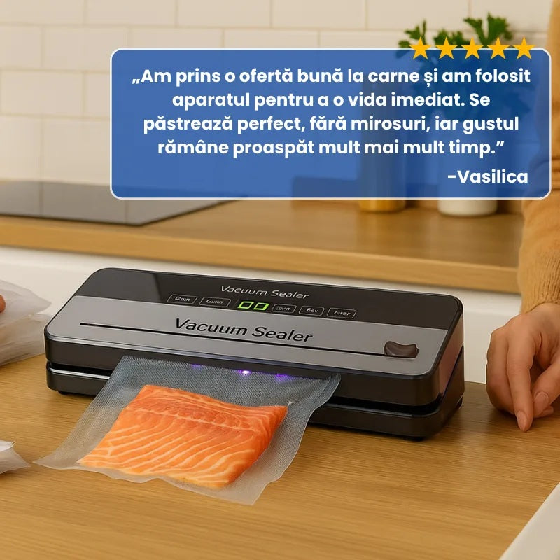 Aparat Profesional de Vidat și Sigilat Alimente Cu 10 Pungi Incluse