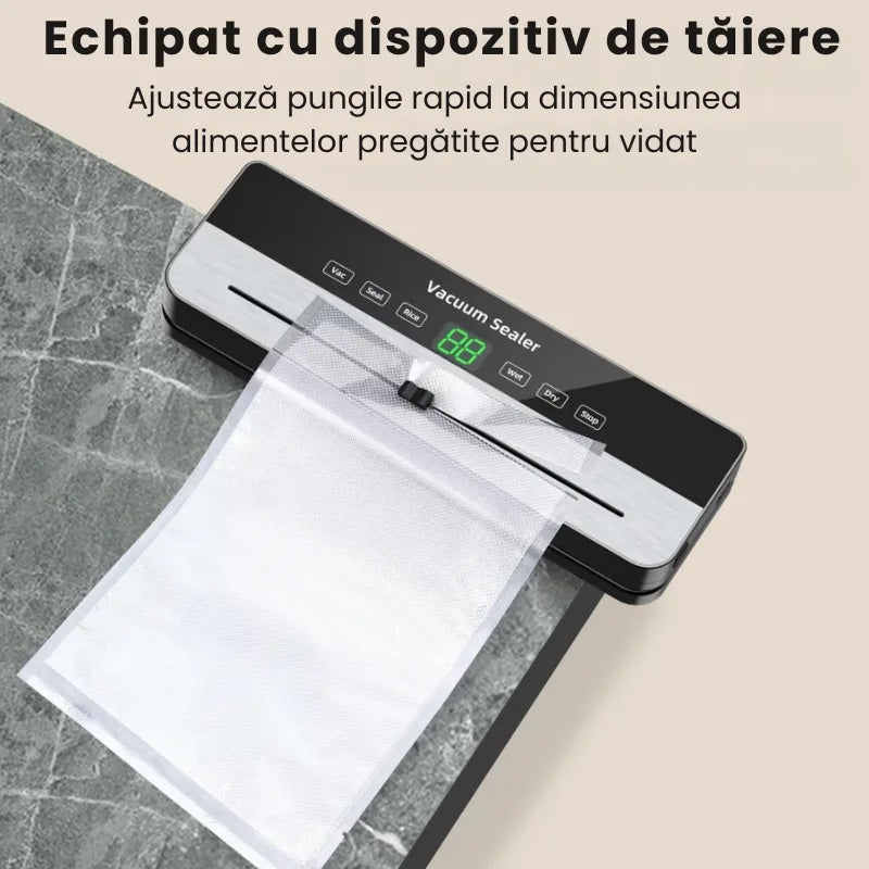 Aparat Profesional de Vidat și Sigilat Alimente Cu 10 Pungi Incluse