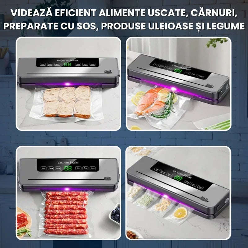 Aparat Profesional de Vidat și Sigilat Alimente Cu 10 Pungi Incluse