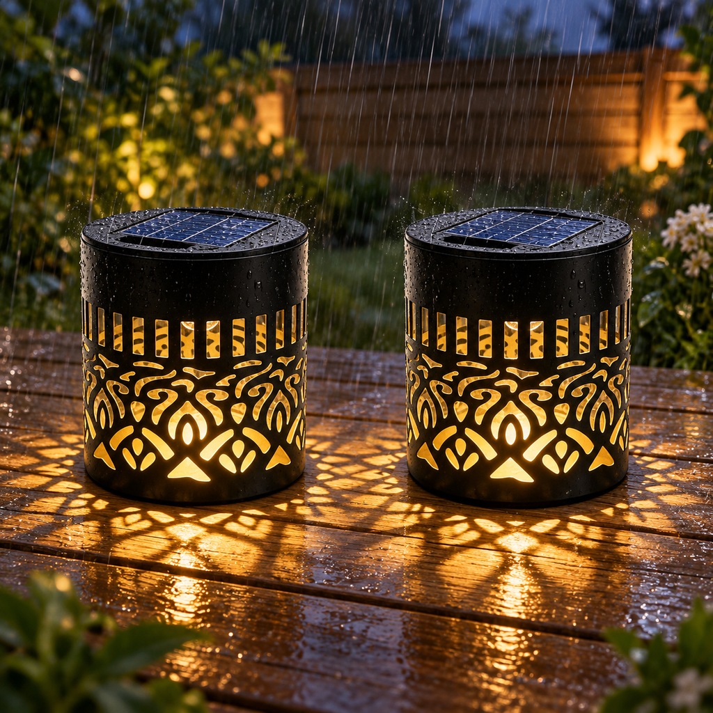 Set 2 x Lampă Solară Decorativă de Exterior Mandala, Lumină Alb Cald