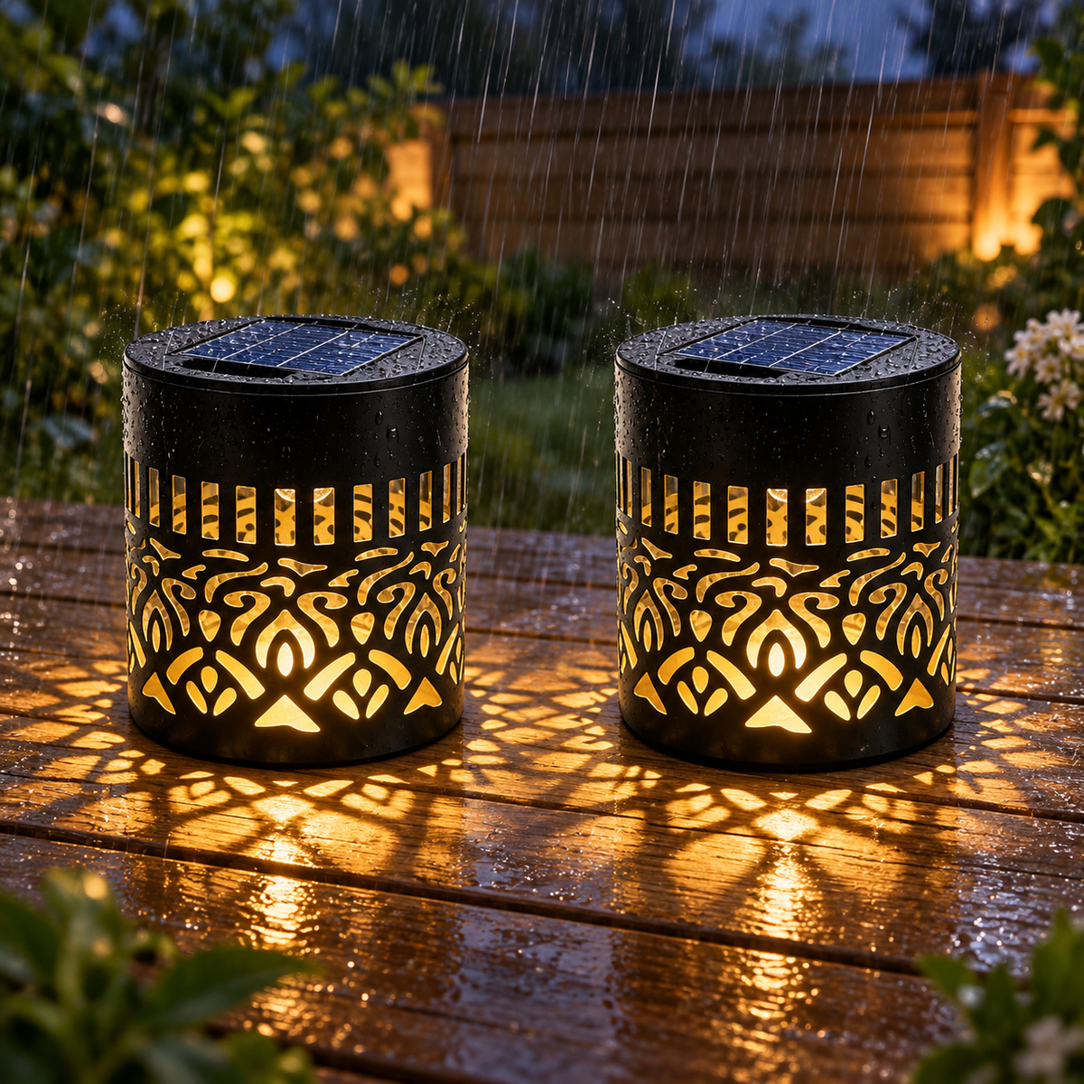Set 2 x Lampă Solară Decorativă de Exterior Mandala, Lumină Alb Cald