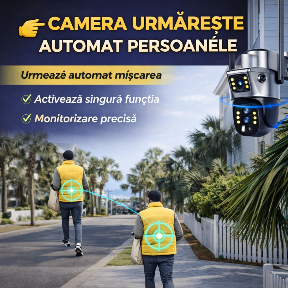 Camera de supraveghere VISURON™ dubla 4G cu panou solar si rotire 355° + CARD SD 32GB CADOU