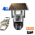 Camera de supraveghere VISURON™ dubla 4G cu panou solar si rotire 355° + CARD SD 32GB CADOU