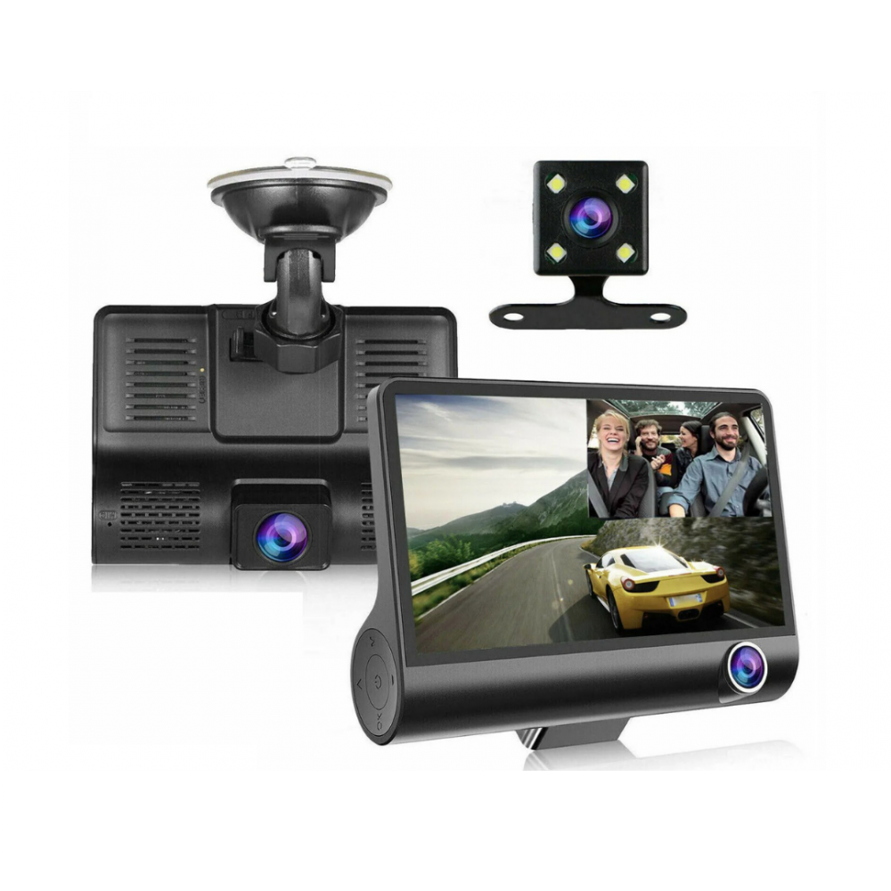 Camera auto tripla L300-1, Full-HD, 3 camere-fata/spate/interior, ecran 4'', G Senzor