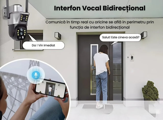 Camera de supraveghere VISURON™ dubla 4G cu panou solar si rotire 355° + CARD SD 32GB CADOU