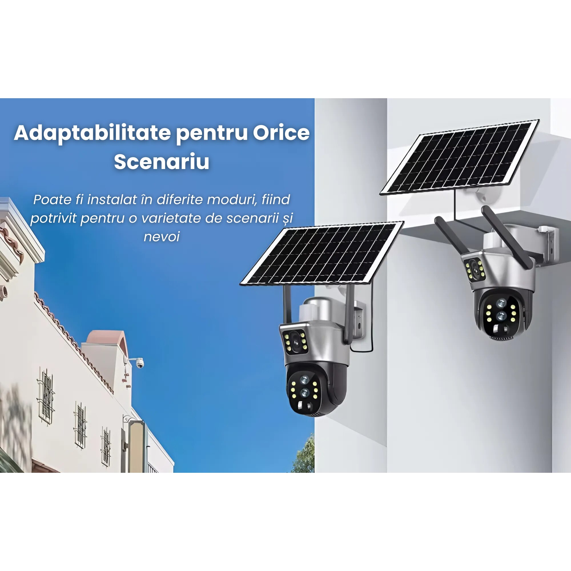 Camera de supraveghere VISURON™ dubla 4G cu panou solar si rotire 355° + CARD SD 32GB CADOU