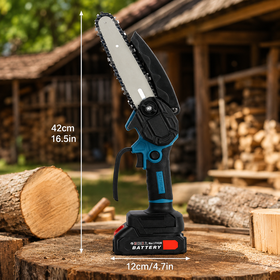 Fierastrau electric OKBOONS de mana 48V, 6 inch, 2 acumulatori, 2 lanturi