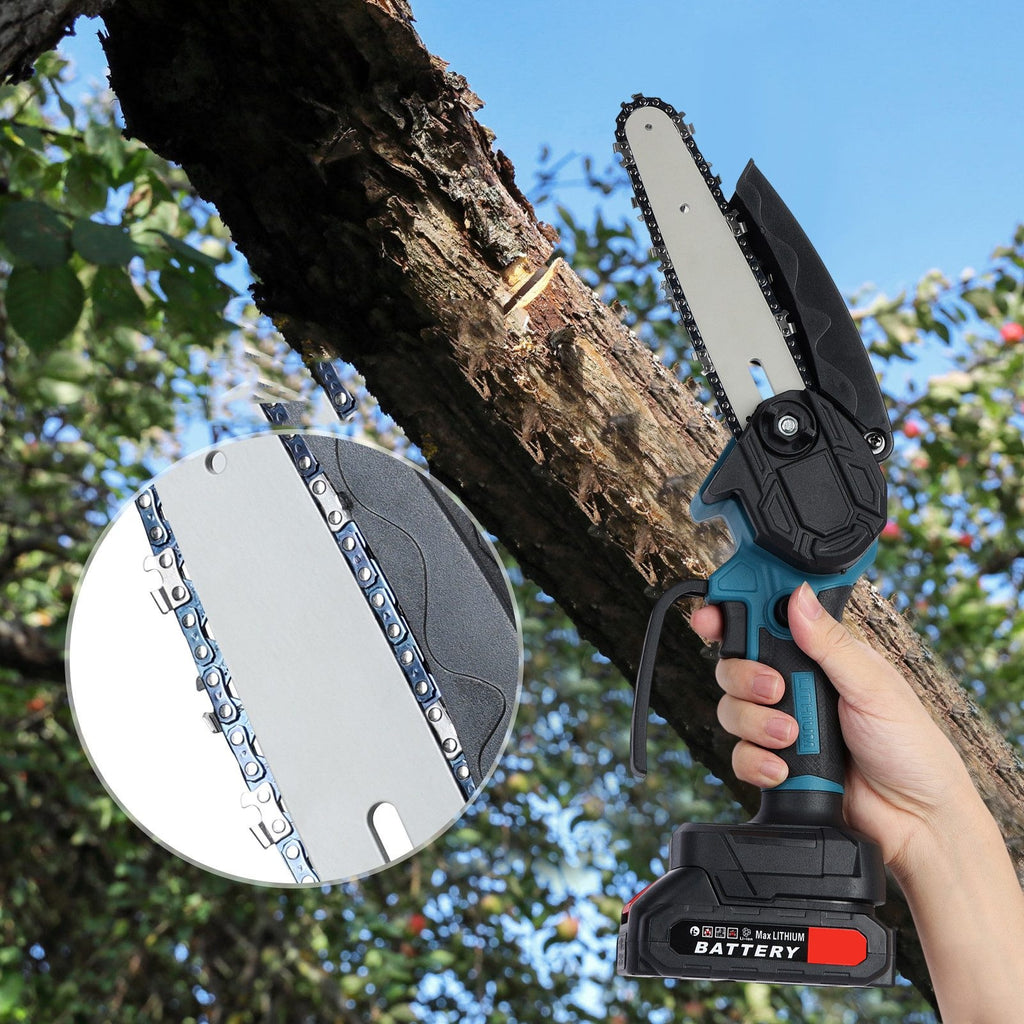 Fierastrau electric OKBOONS™ de mana 48V, 6 inch, 2 acumulatori, 2 lanturi