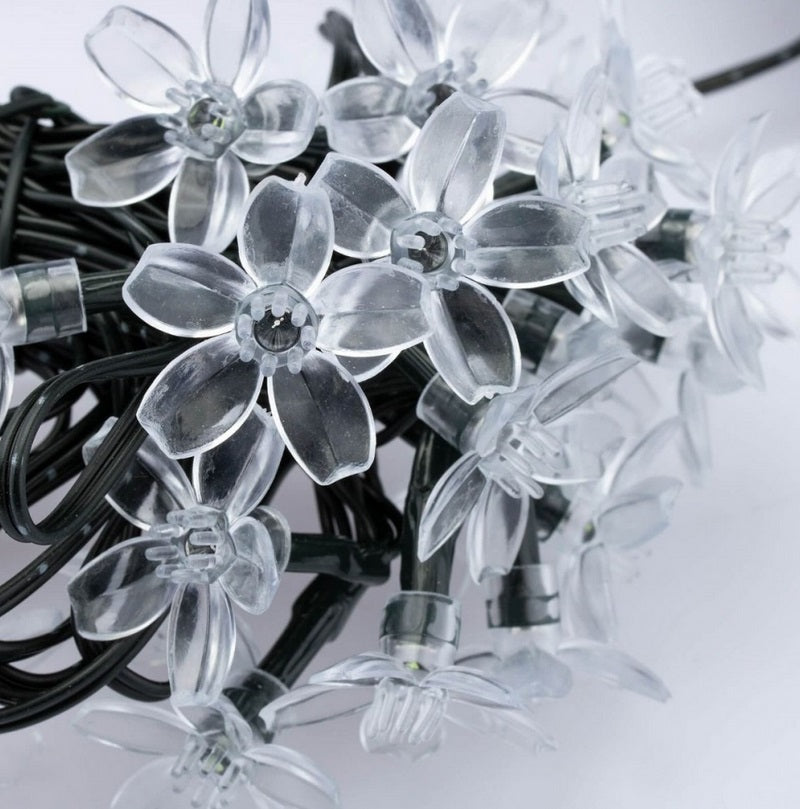 Instalatie solara decorativa, Flori de Cires, Exterior, Incarcare solara, 5m, 20 LED-uri, Multicolor