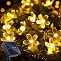 Instalatie solara decorativa, Flori de Cires, Exterior, Incarcare solara, 5m, 20 LED-uri, Alb Cald