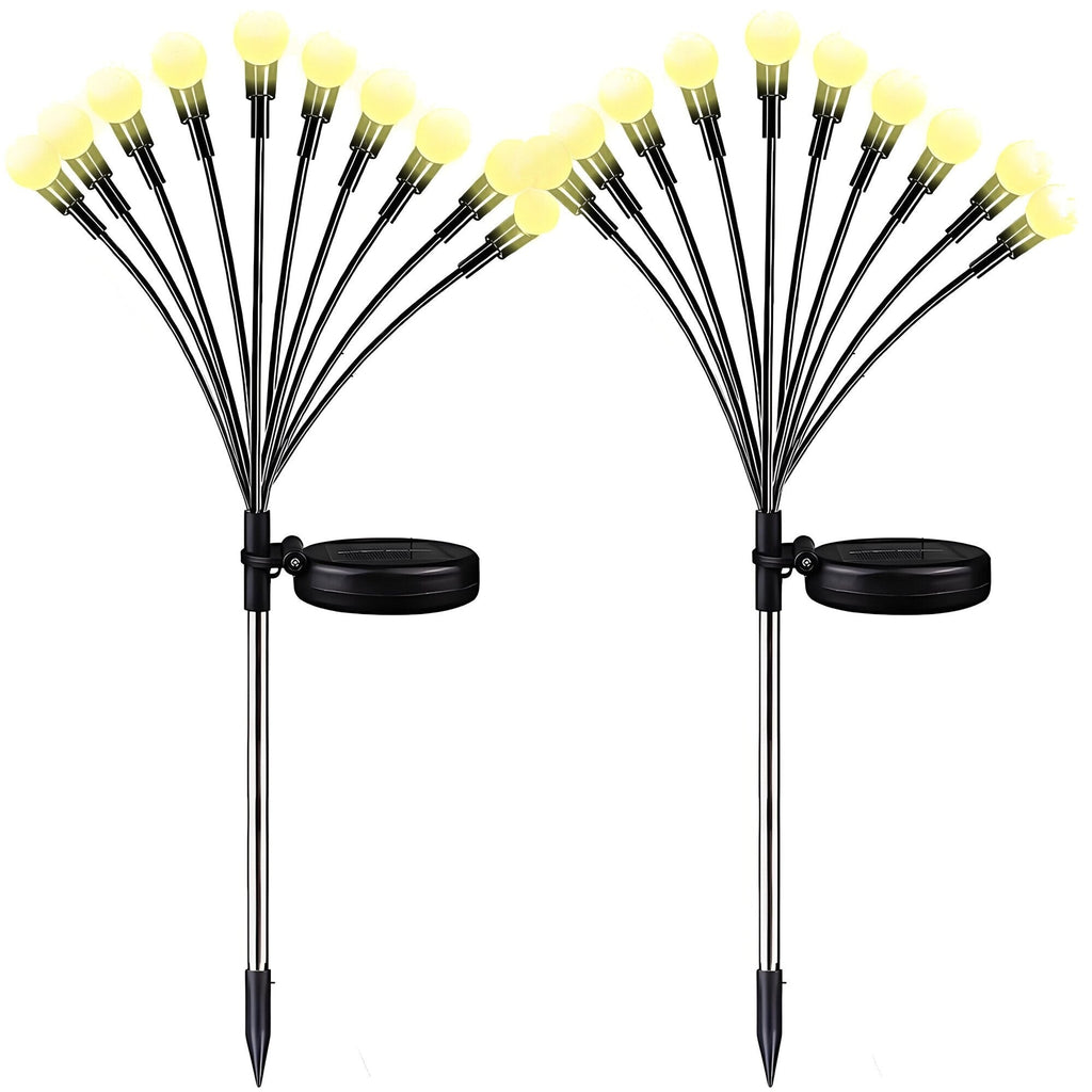 Set 2 x Lampa Solara Licurici pentru Gradina, 6 LED-uri, 70 cm, Lumina Alb Cald