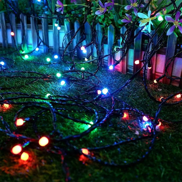 Instalatie de Craciun, 20m, LED, Tip Liniara, Fir Negru, 120 LED-uri, Multicolor