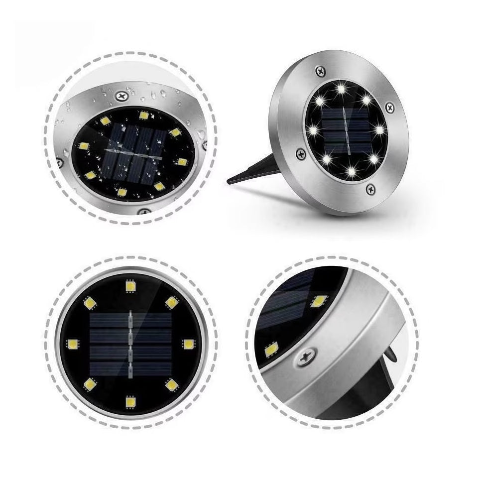 Set 4 x Lampi Solare pentru gradina, 8 LED, incarcare solara, argintiu