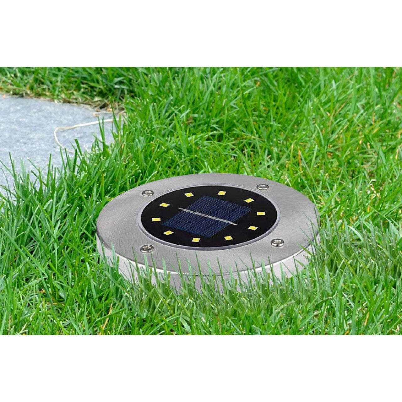 Set 4 x Lampi Solare pentru gradina, 8 LED, incarcare solara, argintiu